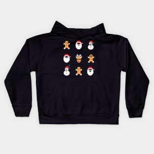 Funny Christmas. Snowmen, Cookie, Santa Emoji. Kids Hoodie